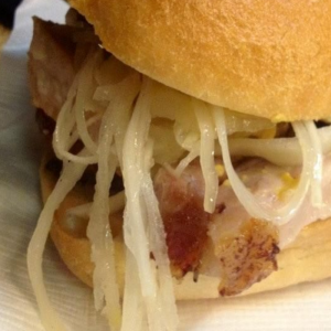 German Burger Schweinshaxe Shredded Pork Shank with Riesling Sauerkraut