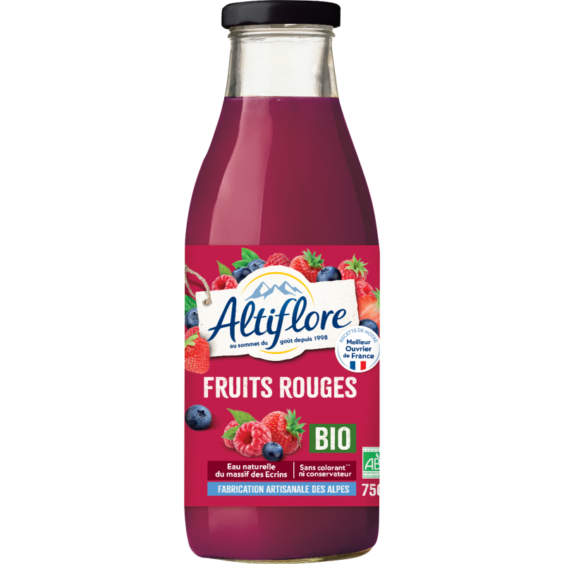 Jus Bio aux Fruits Rouges (Fraise, Framboise, Myrtille)