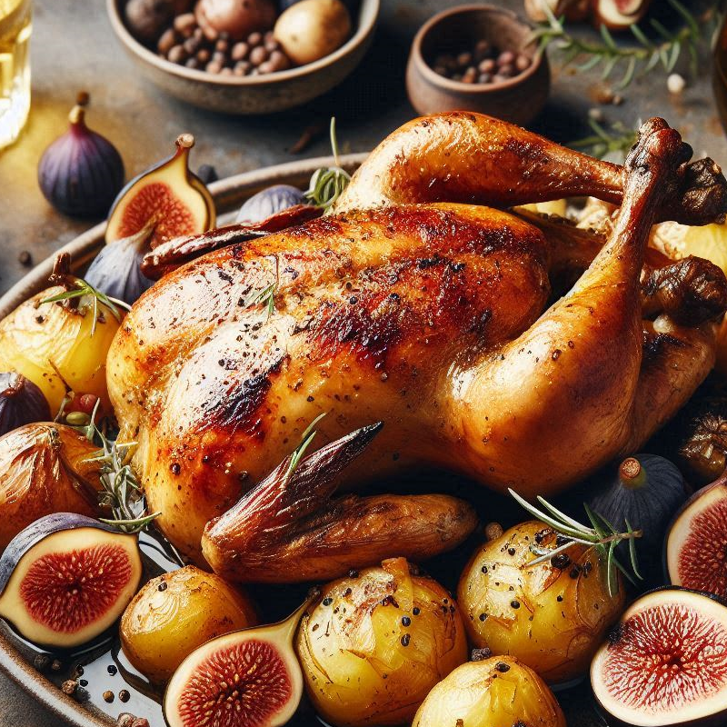 Pintade au figues et pommes de terre nouvelles