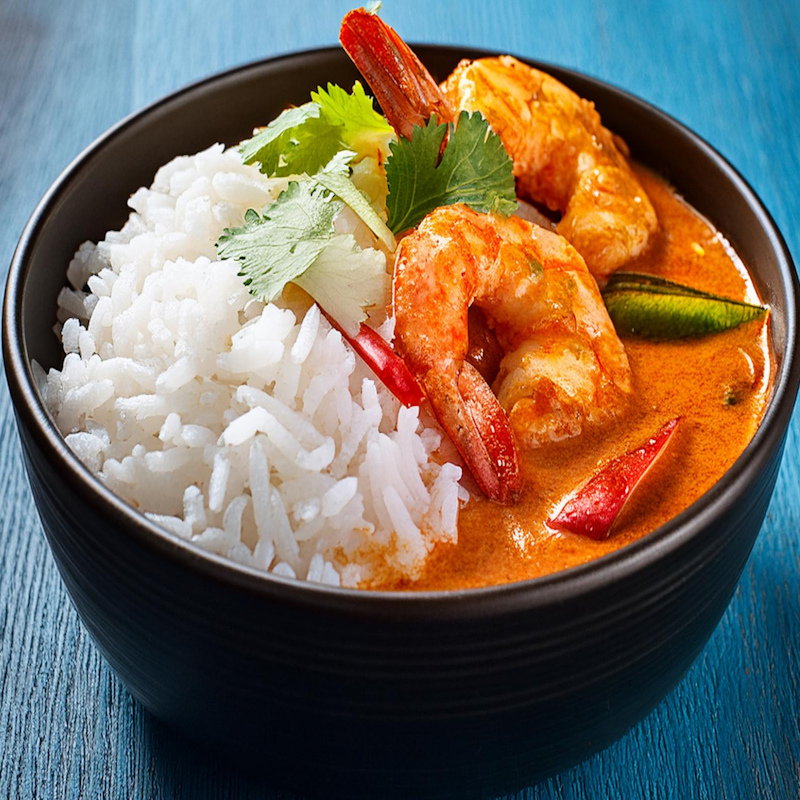 Curry thaï de crevettes au lait de coco  แกงเผ็ดกุ้งกับกะทิ (Kaeng phet kung kab kati)