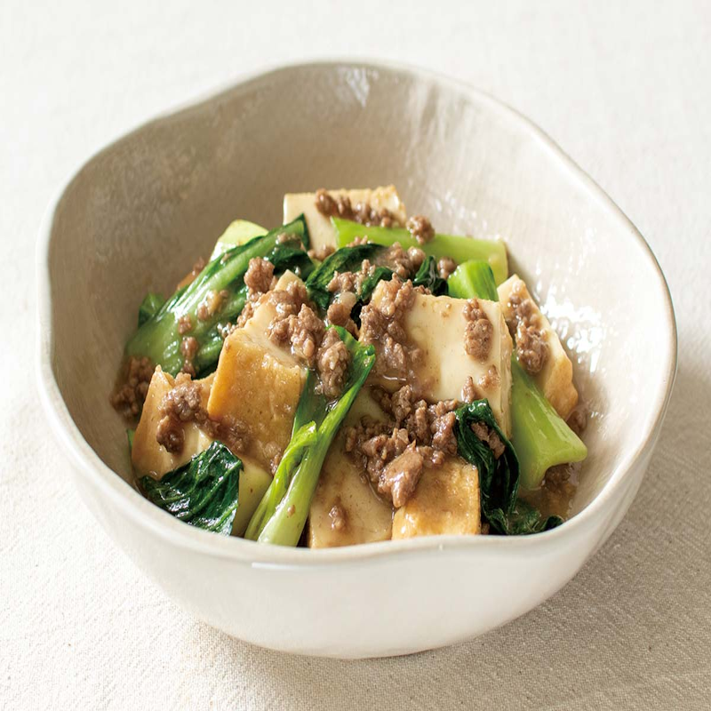 Carne de Vaca ou Porco com Bok Choy e Tofu Frito