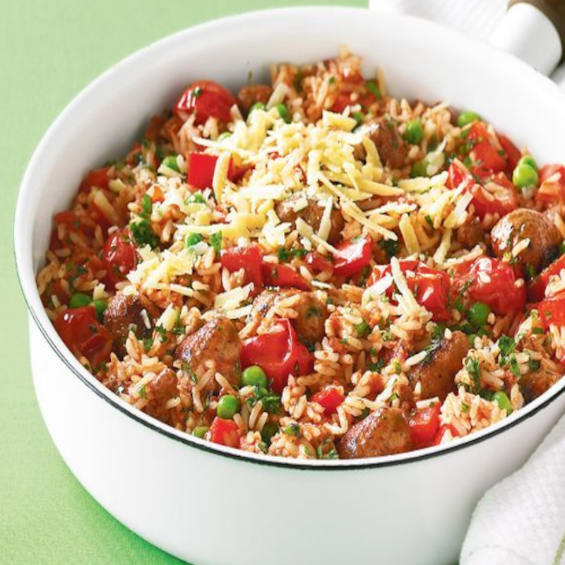 Arroz One Pot com Linguiça, Funcho e Pimentão