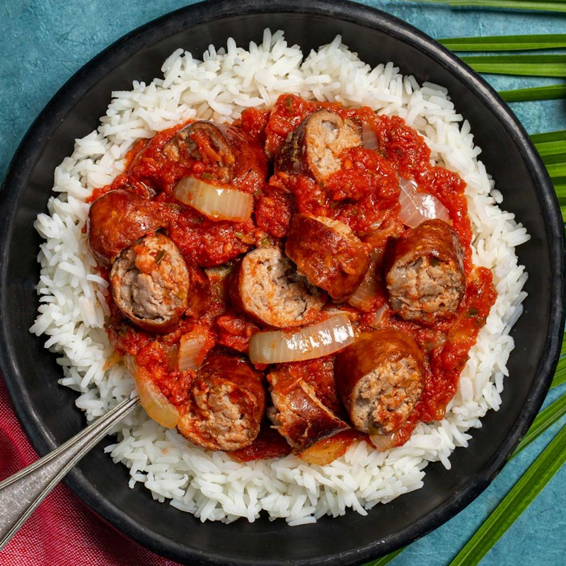 Salchicha Rougail de la Isla de la Reunión