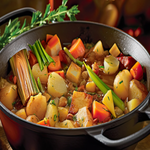 Pot-au-Feu Végétarien au Tofu Fumé Bouillon de légumes aux cépes