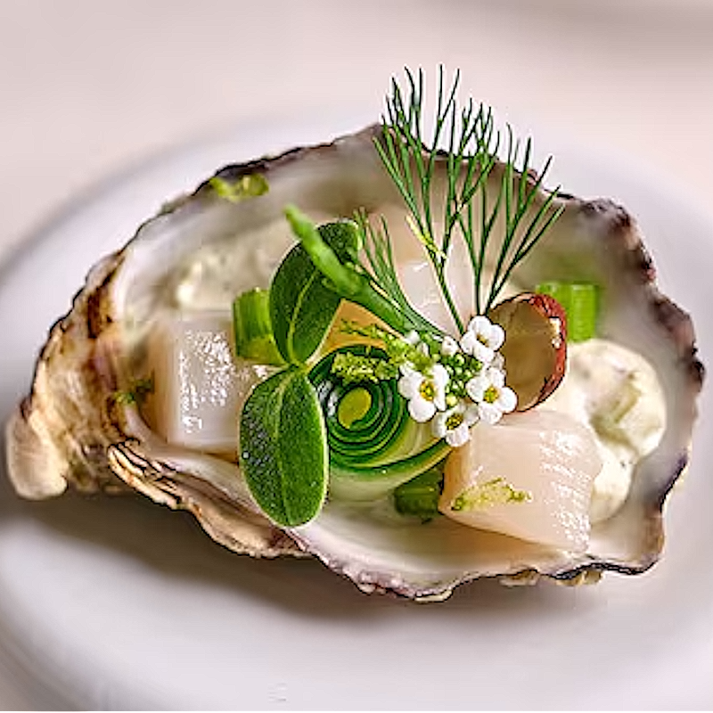 Oyster with Scallops and Green Apple by Yves Mattagne