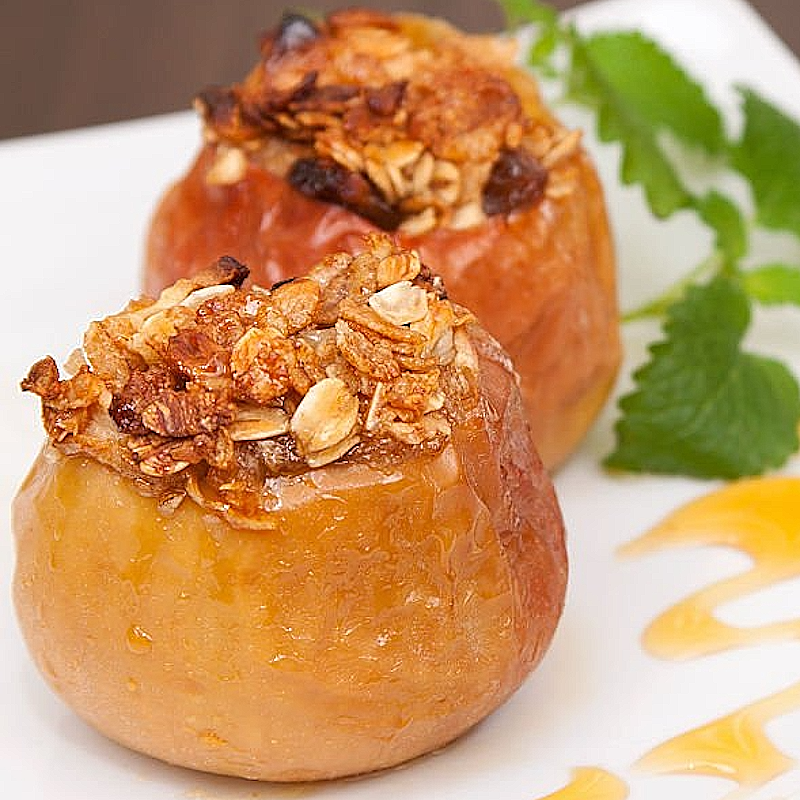 Stuffed Apples with Corsican Chestnut Cream, Glazed Chestnut Crumbs, and Souffled Meringue